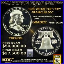 ***Major Highlight*** 1959 Proof Franklin Half Dollar Near Top Pop! 50c pr68+ dcam SEGS (fc)