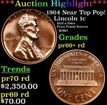 ***Auction Highlight*** 1964 Proof Lincoln Cent Near Top Pop! 1c Graded pr69+ rd BY SEGS (fc)