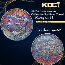 1897-s Morgan Dollar Steve Martin Collection Rainbow Toned 1 Grades Select Unc