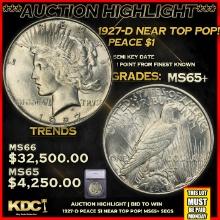***Major Highlight*** 1927-d Peace Dollar Near Top Pop! $1 ms65+ SEGS (fc)