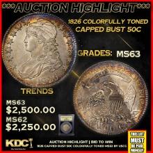 ***Major Highlight*** 1826 Capped Bust Half Dollar Colorfully Toned 50c Select Unc USCG (fc)