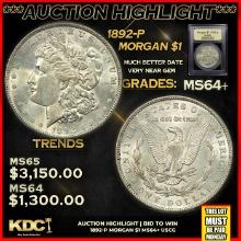 ***Major Highlight*** 1892-p Morgan Dollar $1 Choice+ Unc USCG (fc)