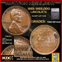 ***Major Highlight*** 1955/1955 DDO Lincoln Cent 1c ms62 details SEGS (fc)