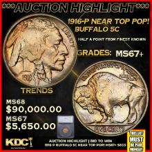 ***Major Highlight*** 1916-p Buffalo Nickel Near Top Pop! 5c ms67+ SEGS (fc)