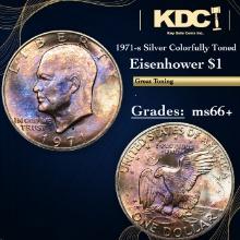 1971-s Silver Eisenhower Dollar Colorfully Toned 1 Grades GEM++ Unc