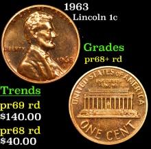 1963 Proof Lincoln Cent 1c Grades Gem++ Proof Red