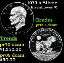 1973-s Silver Proof Eisenhower Dollar $1 Grades GEM++ Proof Deep Cameo