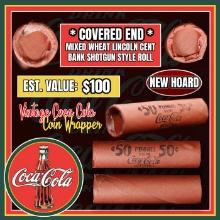 NEW! *Watchmaker’s Hoard* Original Covered End Coca Cola Mixed Lincoln Wheat Cent Roll 1c 50 Coins 1
