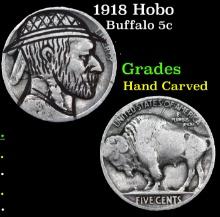 1918 Hobo Buffalo Nickel 5c Grades Hand Carved