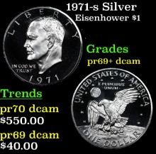 1971-s Silver Proof Eisenhower Dollar $1 Grades GEM++ Proof Deep Cameo