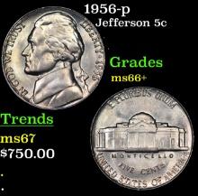 1956-p Jefferson Nickel 5c Grades GEM++ Unc