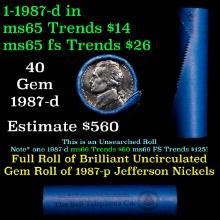 BU Shotgun Jefferson 5c roll, 1981-d 40 pcs Bank $2 Nickel Wrapper