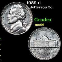 1959-d Jefferson Nickel 5c Grades GEM+ Unc