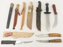 Fixed blade & Filet knives, some with sheaths