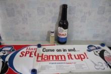 Hamm's Beer 2 Signs, Bottle 25+ Lily Wax Beer Cups