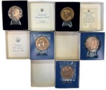 Lot of 5 uncirculated & proof Franklin Mint 1973 Nixon/Agnew & 1977 Carter inaugural medals