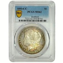 Certified 1893-CC Redfield U.S. Morgan silver dollar