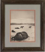 Framed Collotype Print of L.A. Huffman's "After The Chase"
