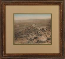 Framed Hand Colorized Print of L.A. Huffman's "Trailing Sheep"