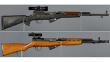 Two Chinese Type 56 SKS Semi-Automatic Rifles with Scopes