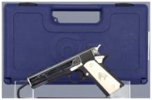 Engraved Colt Government Model Semi-Automatic Pistol with Case