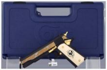 Cased Gold Inlaid Colt Government Tribute Semi-Automatic Pistol