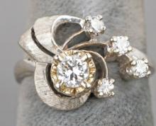 Ladies 14k Diamond "Starburst" Ring, Sz. 6.5