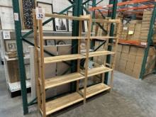 LOT CONSISTING OF (5) TIER WOOD SECTION SHELVING
