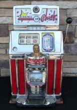 Outstanding Antique Jennings "Chief" 25 cent Electric Slot Machine