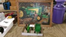 JOHN DEERE TRACTOR PUZZLE PICTURE & TOY JOHN DEERE 60 w / FLARE BOX WAGON