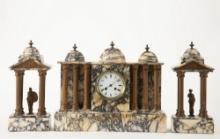 Beautiful three-piece French Mantle Clock, porcelain dial is marked "Leroy A. Paris", beautiful and