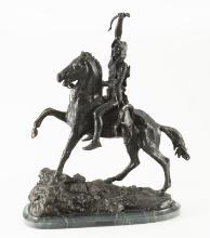 Western Bronze Sculpture marked "Frederick Remington", #6/100, with foundry mark. Titled "The Scalp"