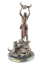 Bronze Sculpture titled "Conjuring Back the Buffalo" by artist Ron Harris (b. 1949). #139/500. Ron w