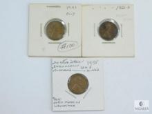 Three Lincoln Errors - 1941 Clip, 1952-D Flat Rim, 1955 with 4 Errors listed on 2x2