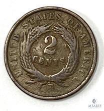 1864 Civil War Era US Shield Two-cent Piece
