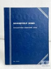 Incomplete - Roosevelt Dime Collector Book Starting 1944 with 47 Silver and 16 Clad Dimes