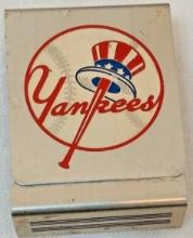 Vintage Rare 1950 NY Yankees MLB Baseball Schedule Metal Cigarette Pack Case Holder Pre Mantle