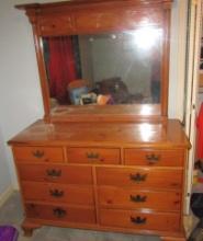 Vtg Knotty Pine Dresser W/ Mirror (NO SHIPPING THIS LOT)