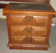 Vtg Heavy 3 Drawer End Table By Espanol  (NO SHIPPING THIS LOT)