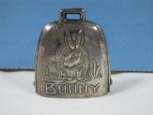 Vintage Bunny Rabbit Relief Design Baby Rattle Bell, Wgt. 6.99G+/-