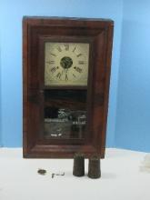 Antique Seth Thomas Brass Clocks Ogee Weights Driven Clock Mahogany Veneer Case