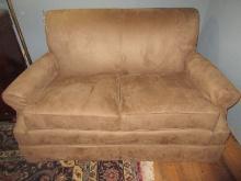 Brown Microsuede Loveseat Classic Style Design 33 1/4" x 57"