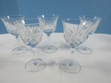 Signed Set of 5 Gorham Crystal Clear Cherrywood Pattern 5 5/8" Wine Stemware Glasses 3 1/8" W