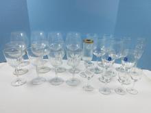 Lot Crystal/Glassware Wine Stemware, Cordials, Luminare Faceted Stem, Goblets, Etc.