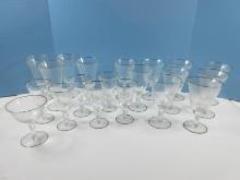 20 pcs. Drink Glassware w/ Platinum Trim and Flared Rim Iced Tea Goblets, Water Goblets