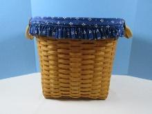 Retired Longaberger Hand Woven Medium Oval Basket w/ Leather Straps, Liner and Heritage