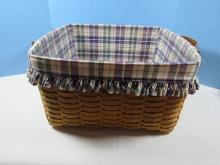 Retired Longaberger Medium Washday Laundry Basket w/ Leather Strap Handles, Liner and