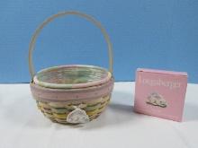Small Adorable Longaberger Annual 2001 Edition Pastel Colors Easter Basket w/ Tie on Charm