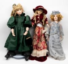 3 Victorian Dolls incl The Hamilton Collection