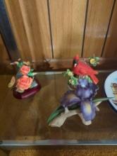 (LR)LOT OF 3 CERAMIC ITEMS, CARDINAL MUSICAL FIGURE 6"H, FLORAL FIGURE 5 1/2"H, AND BUTTERFLY AND